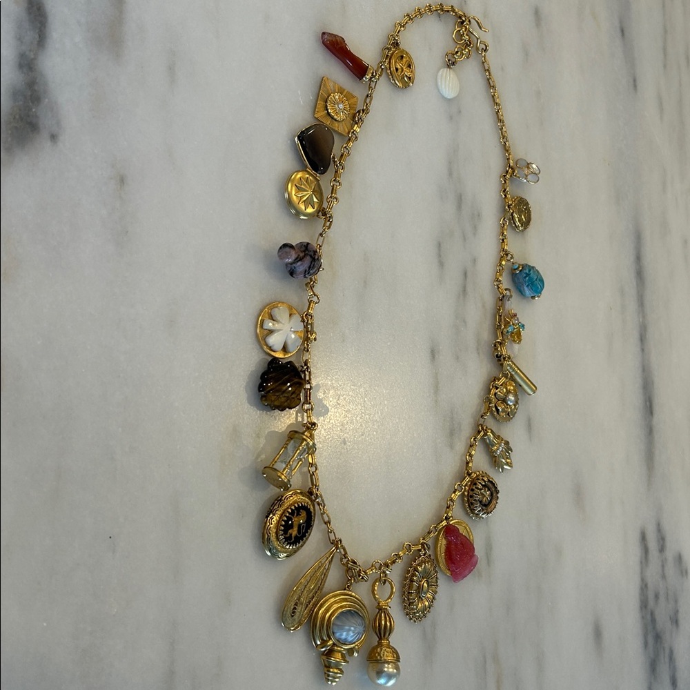 Brinker + Eliza Gold Love Note Charm Necklace, never worn, very cool! - Picture 2 of 3